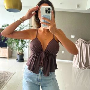 Brown flowy top NWT
